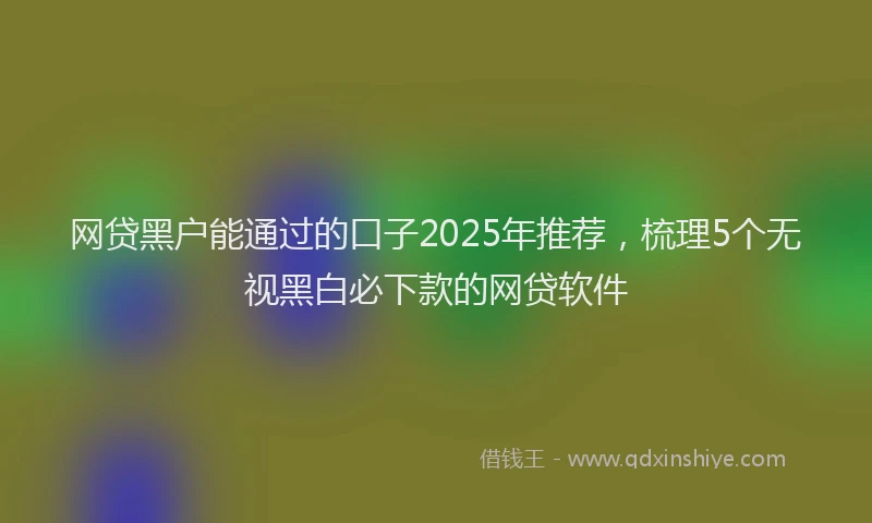 网贷黑户能通过的口子2025年推荐，梳理5个无视黑白必下款的网贷软件