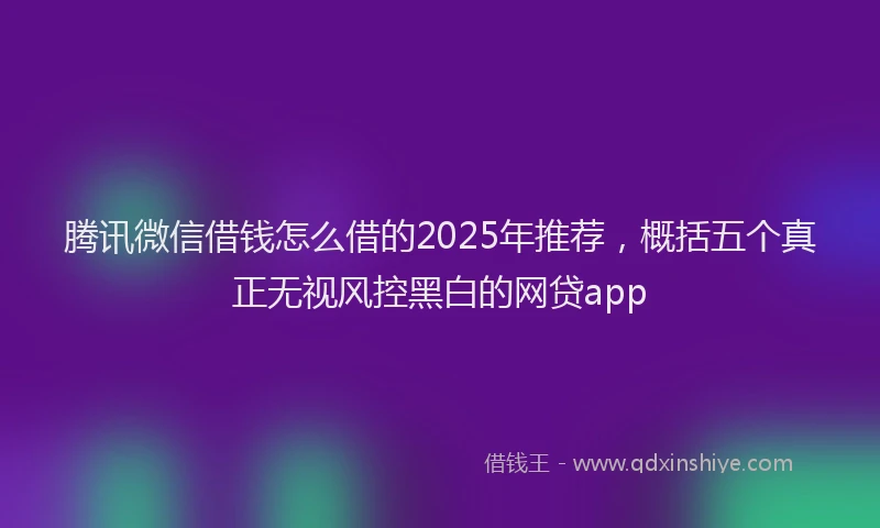 腾讯微信借钱怎么借的2025年推荐，概括五个真正无视风控黑白的网贷app