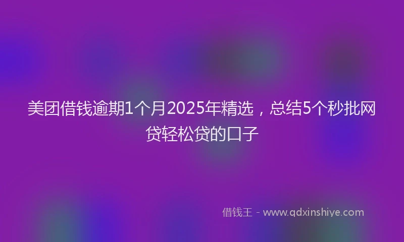 美团借钱逾期1个月2025年精选，总结5个秒批网贷轻松贷的口子