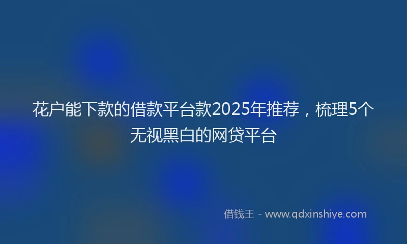 花户能下款的借款平台款2025年推荐，梳理5个无视黑白的网贷平台