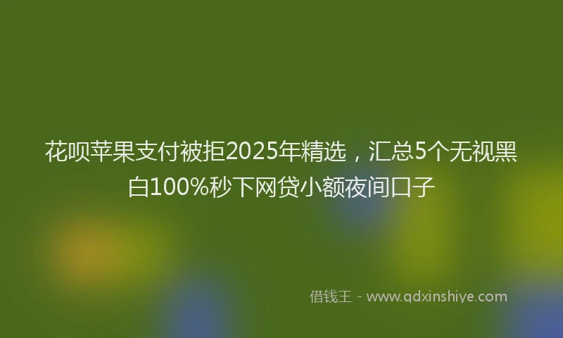 花呗苹果支付被拒2025年精选，汇总5个无视黑白100%秒下网贷小额夜间口子