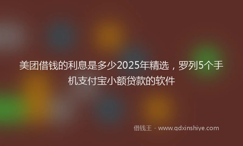 美团借钱的利息是多少2025年精选，罗列5个手机支付宝小额贷款的软件