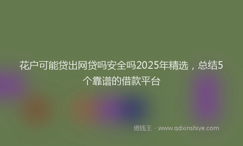 花户可能贷出网贷吗安全吗2025年精选，总结5个靠谱的借款平台