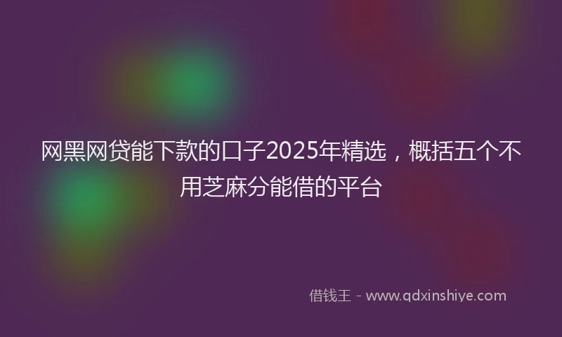 网黑网贷能下款的口子2025年精选，概括五个不用芝麻分能借的平台