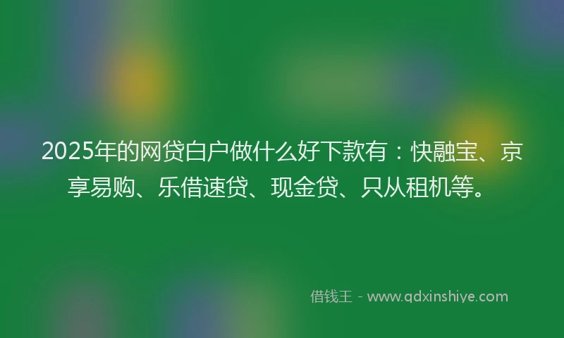 2025年的网贷白户做什么好下款有：快融宝、京享易购、乐借速贷、现金贷、只从租机等。