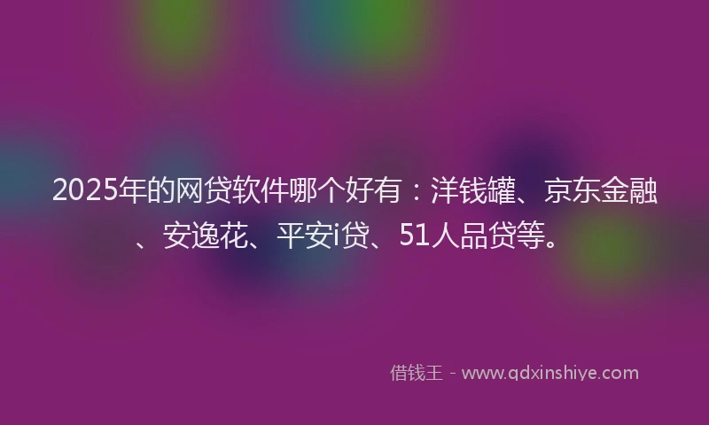 2025年的网贷软件哪个好有：洋钱罐、京东金融、安逸花、平安i贷、51人品贷等。