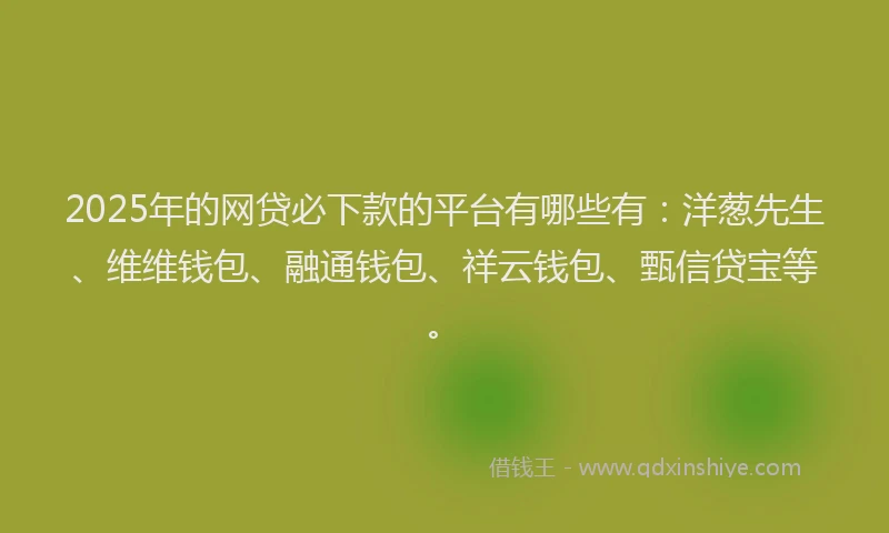 2025年的网贷必下款的平台有哪些有：洋葱先生、维维钱包、融通钱包、祥云钱包、甄信贷宝等。
