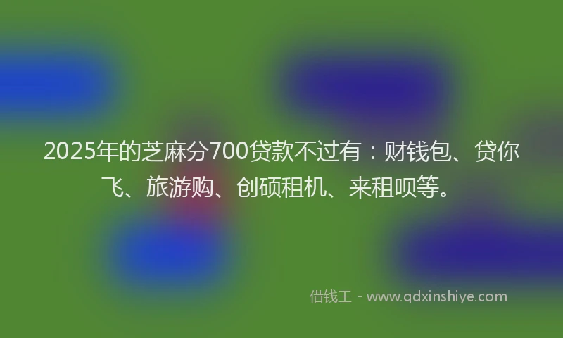 2025年的芝麻分700贷款不过有：财钱包、贷你飞、旅游购、创硕租机、来租呗等。