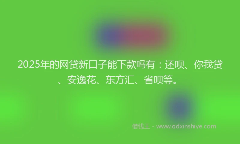 2025年的网贷新口子能下款吗有：还呗、你我贷、安逸花、东方汇、省呗等。