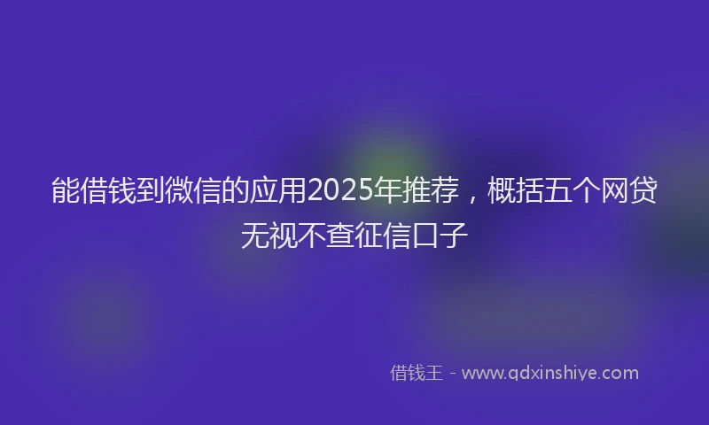 能借钱到微信的应用2025年推荐，概括五个网贷无视不查征信口子
