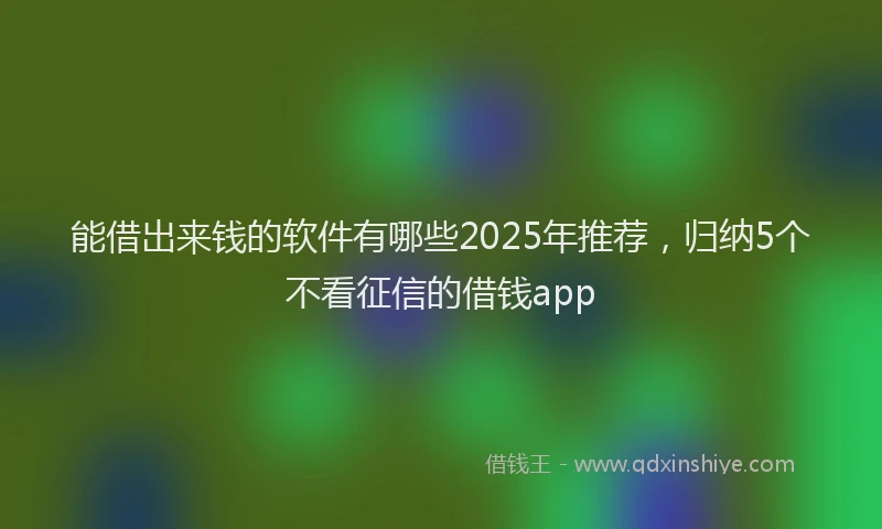 能借出来钱的软件有哪些2025年推荐，归纳5个不看征信的借钱app