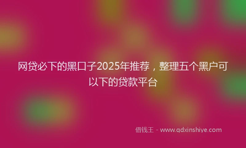 网贷必下的黑口子2025年推荐，整理五个黑户可以下的贷款平台