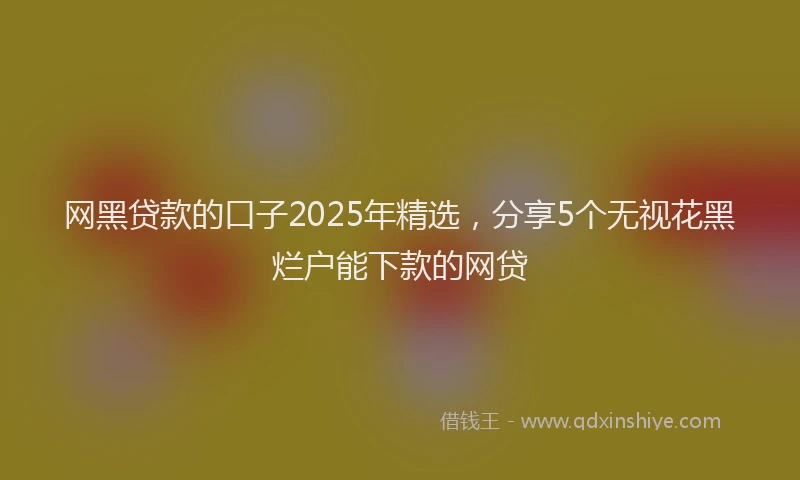 网黑贷款的口子2025年精选，分享5个无视花黑烂户能下款的网贷