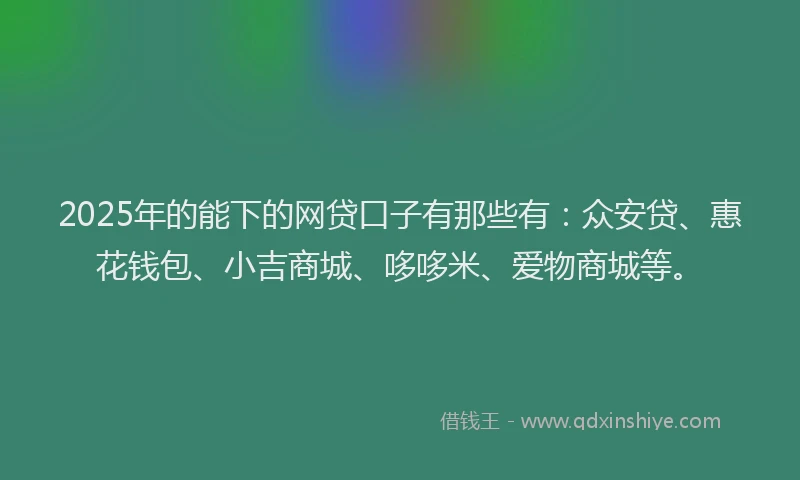 2025年的能下的网贷口子有那些有：众安贷、惠花钱包、小吉商城、哆哆米、爱物商城等。