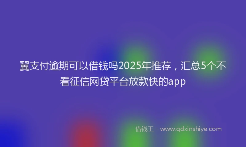 翼支付逾期可以借钱吗2025年推荐，汇总5个不看征信网贷平台放款快的app
