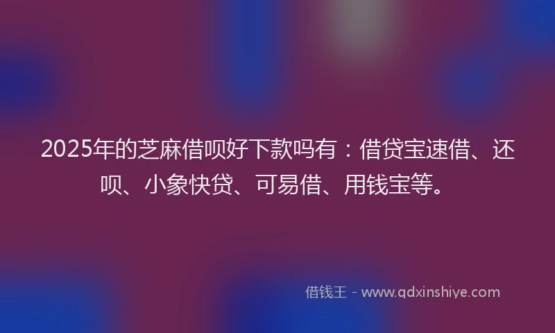 2025年的芝麻借呗好下款吗有：借贷宝速借、还呗、小象快贷、可易借、用钱宝等。