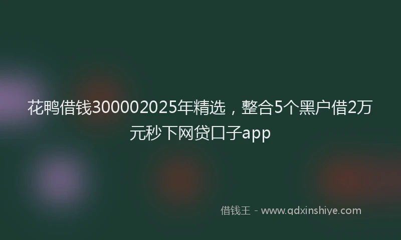 花鸭借钱300002025年精选，整合5个黑户借2万元秒下网贷口子app