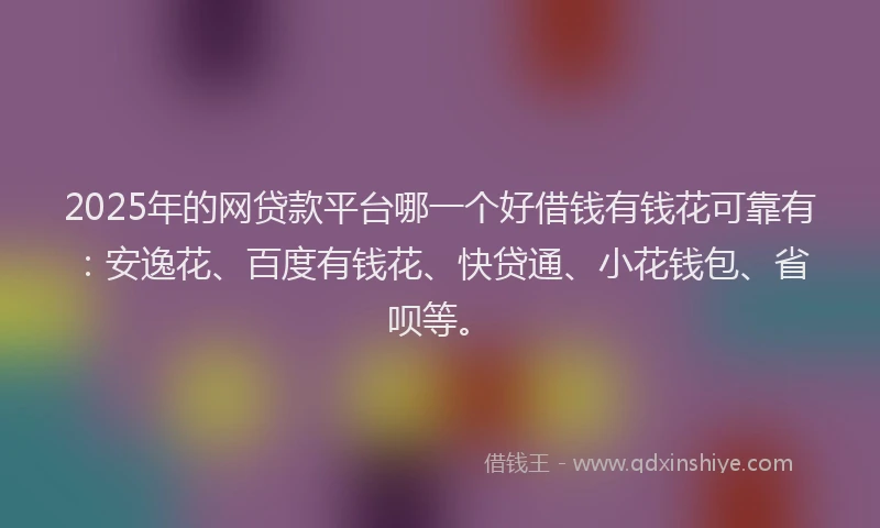 2025年的网贷款平台哪一个好借钱有钱花可靠有：安逸花、百度有钱花、快贷通、小花钱包、省呗等。