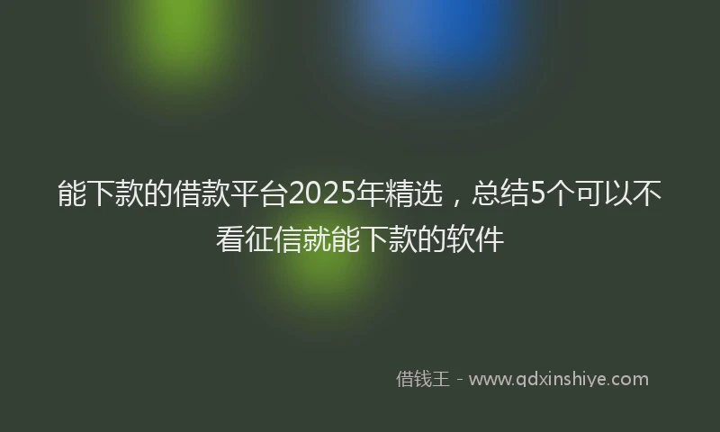 能下款的借款平台2025年精选，总结5个可以不看征信就能下款的软件