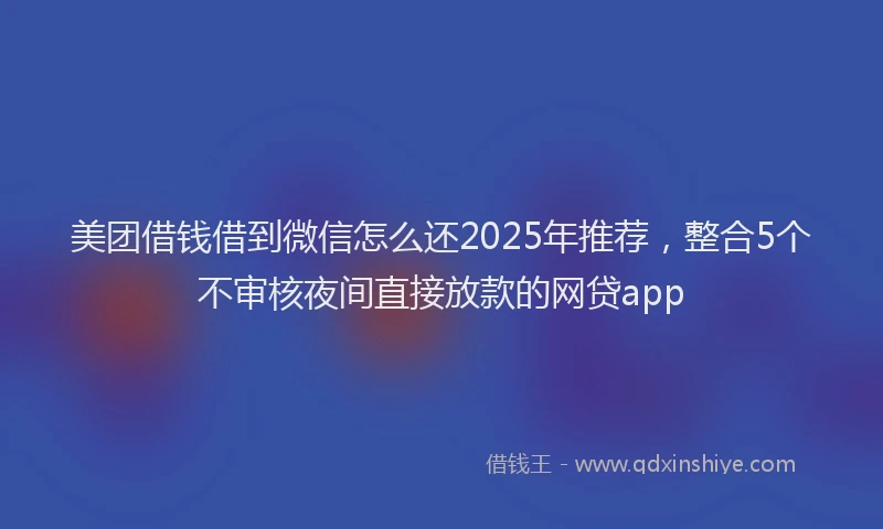 美团借钱借到微信怎么还2025年推荐，整合5个不审核夜间直接放款的网贷app