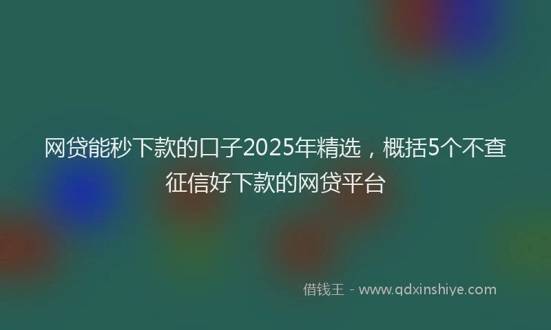 网贷能秒下款的口子2025年精选，概括5个不查征信好下款的网贷平台