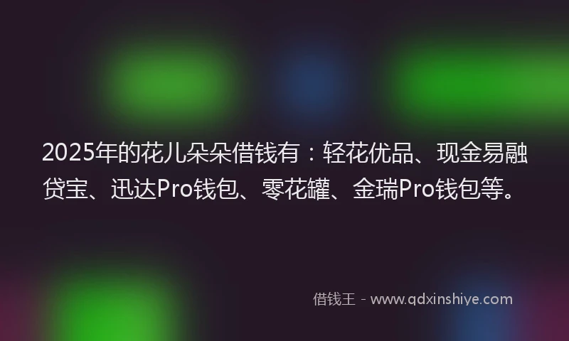 2025年的花儿朵朵借钱有：轻花优品、现金易融贷宝、迅达Pro钱包、零花罐、金瑞Pro钱包等。