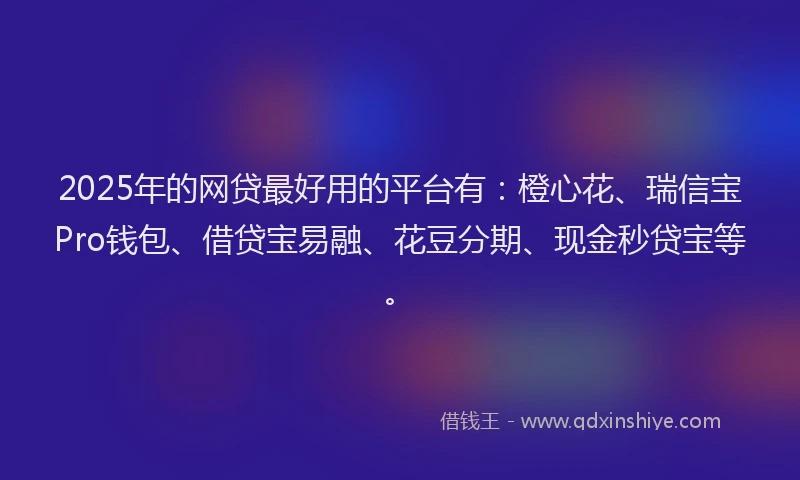 2025年的网贷最好用的平台有：橙心花、瑞信宝Pro钱包、借贷宝易融、花豆分期、现金秒贷宝等。
