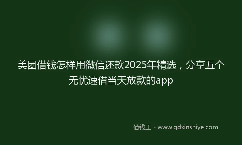 美团借钱怎样用微信还款2025年精选，分享五个无忧速借当天放款的app