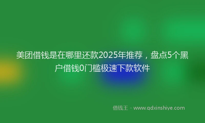 美团借钱是在哪里还款2025年推荐，盘点5个黑户借钱0门槛极速下款软件