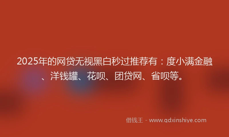 2025年的网贷无视黑白秒过推荐有：度小满金融、洋钱罐、花呗、团贷网、省呗等。