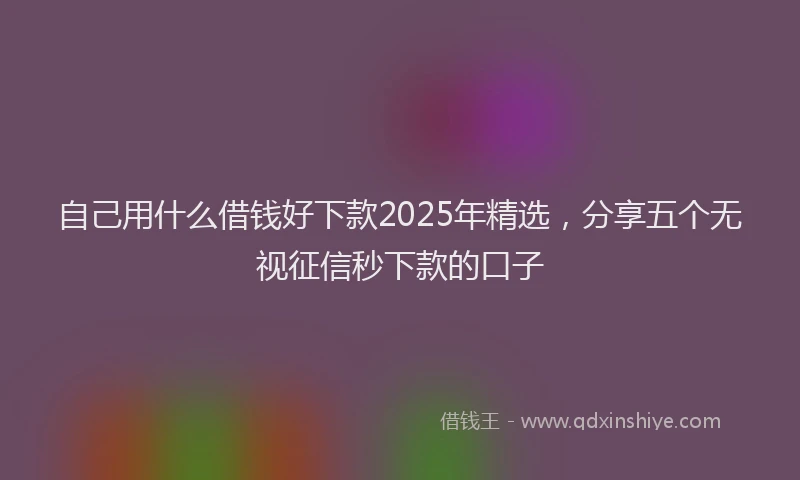 自己用什么借钱好下款2025年精选，分享五个无视征信秒下款的口子