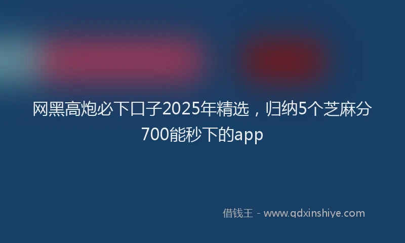 网黑高炮必下口子2025年精选，归纳5个芝麻分700能秒下的app