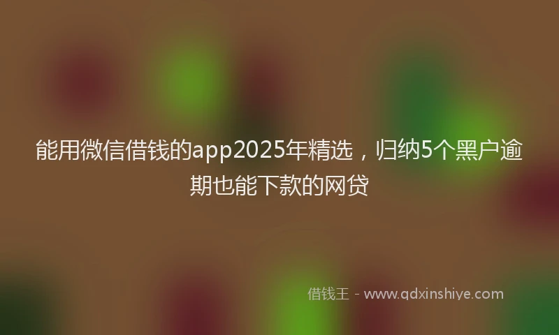 能用微信借钱的app2025年精选，归纳5个黑户逾期也能下款的网贷