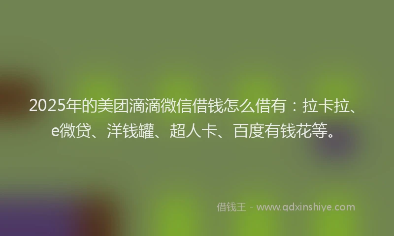 2025年的美团滴滴微信借钱怎么借有：拉卡拉、e微贷、洋钱罐、超人卡、百度有钱花等。