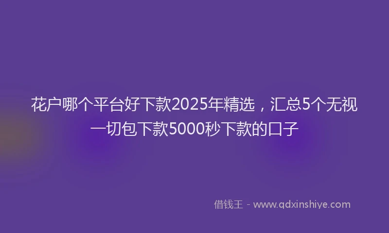 花户哪个平台好下款2025年精选，汇总5个无视一切包下款5000秒下款的口子