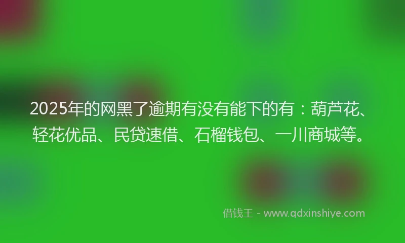 2025年的网黑了逾期有没有能下的有：葫芦花、轻花优品、民贷速借、石榴钱包、一川商城等。