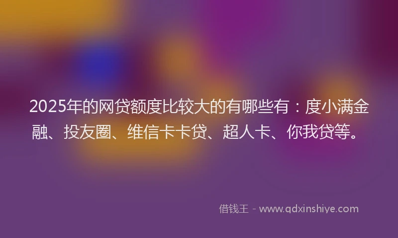2025年的网贷额度比较大的有哪些有：度小满金融、投友圈、维信卡卡贷、超人卡、你我贷等。