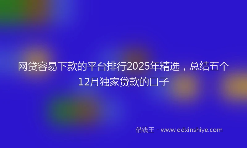 网贷容易下款的平台排行2025年精选，总结五个12月独家贷款的口子