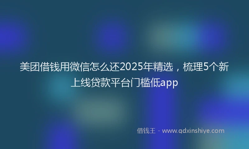 美团借钱用微信怎么还2025年精选，梳理5个新上线贷款平台门槛低app