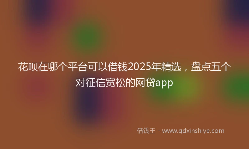 花呗在哪个平台可以借钱2025年精选，盘点五个对征信宽松的网贷app