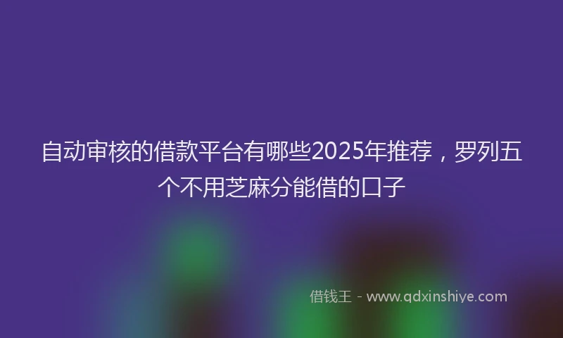 自动审核的借款平台有哪些2025年推荐，罗列五个不用芝麻分能借的口子