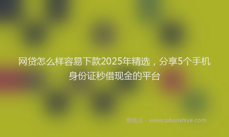 网贷怎么样容易下款2025年精选，分享5个手机身份证秒借现金的平台