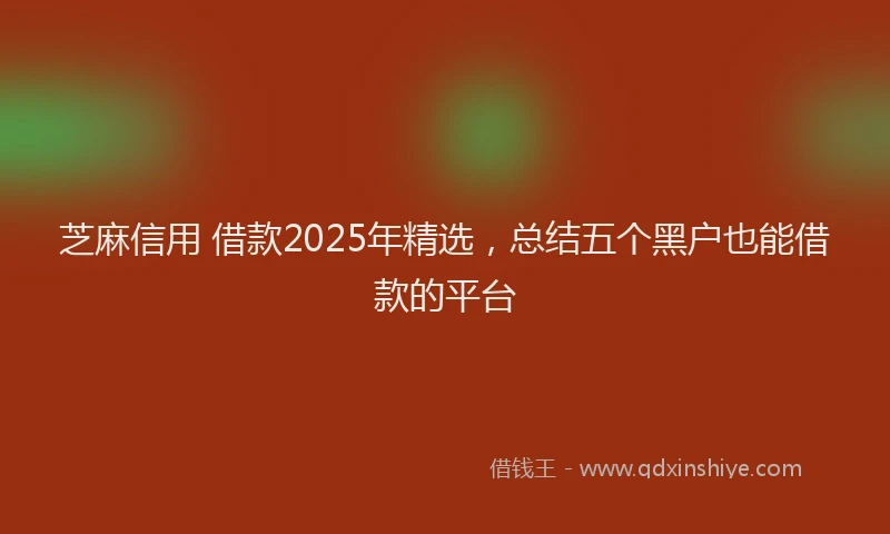 芝麻信用 借款2025年精选，总结五个黑户也能借款的平台