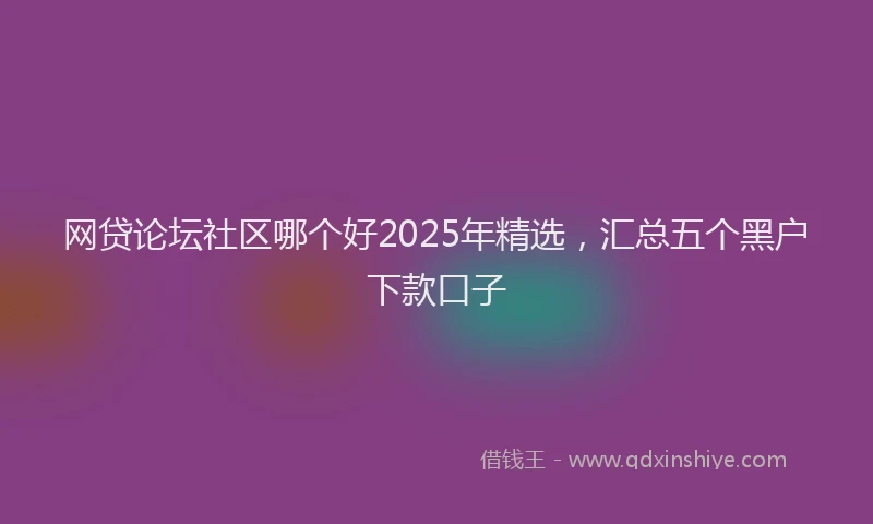 网贷论坛社区哪个好2025年精选，汇总五个黑户下款口子