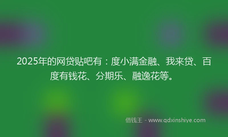 2025年的网贷贴吧有：度小满金融、我来贷、百度有钱花、分期乐、融逸花等。