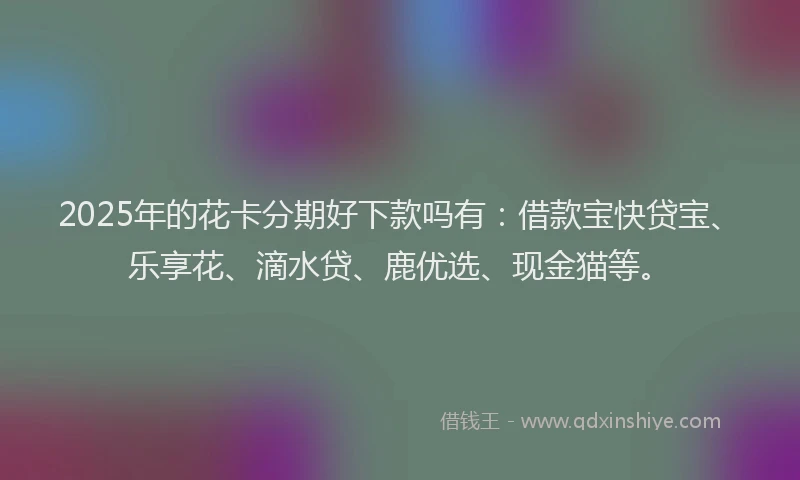 2025年的花卡分期好下款吗有：借款宝快贷宝、乐享花、滴水贷、鹿优选、现金猫等。