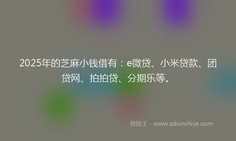 2025年的芝麻小钱借有：e微贷、小米贷款、团贷网、拍拍贷、分期乐等。