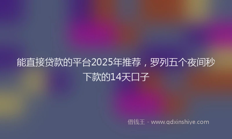 能直接贷款的平台2025年推荐，罗列五个夜间秒下款的14天口子
