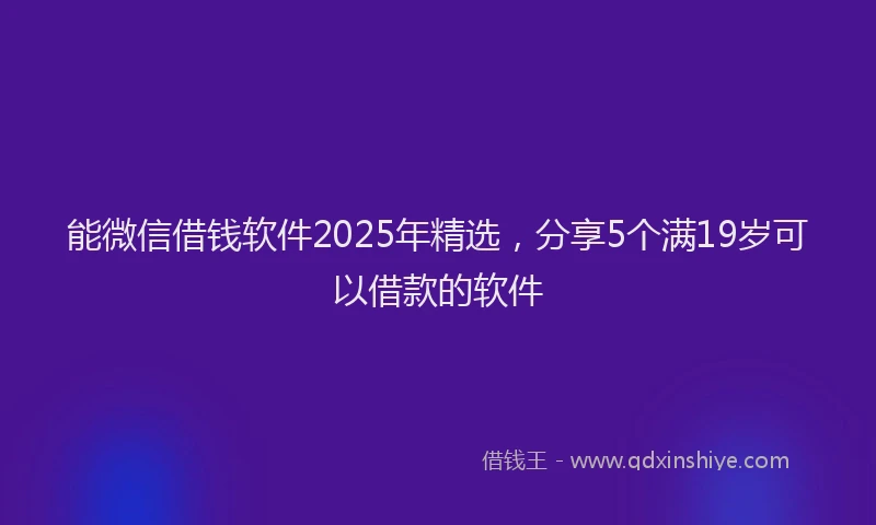 能微信借钱软件2025年精选，分享5个满19岁可以借款的软件