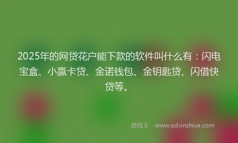 2025年的网贷花户能下款的软件叫什么有:闪电宝盒、小赢卡贷、金诺钱包、金钥匙贷、闪借快贷等。